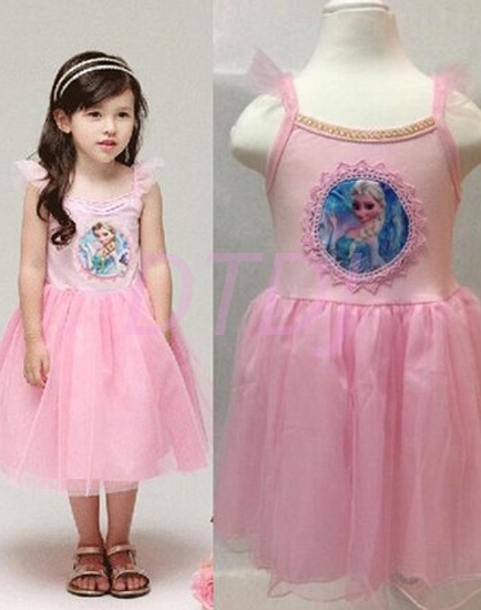 Picture of Frozen Princess Elsa Anna Costume Dress - Pink