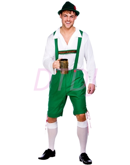 Picture of Mens Lederhosen Oktoberfest Bavarian German Beer Costume Green