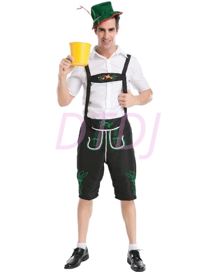 Picture of Mens Lederhosen Oktoberfest Bavarian German Beer Costume Black