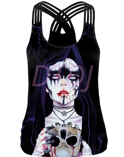 Picture of Womens Halloween 3D Skull Skeleton Print Vest