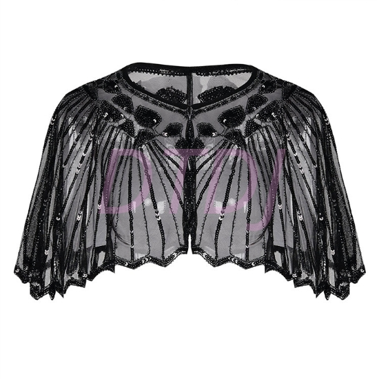 Picture of Vintage Boutique Beaded Sequin Flapper Cape - Black