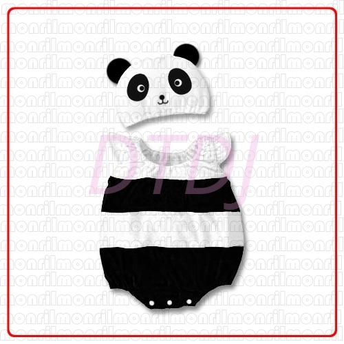 Picture of Baby Rompers Onesie Bodysuit with Hat - Panda