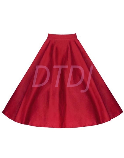 Picture of 50s 60s Vintage Rockabilly Swing Skirt - Red Skirt