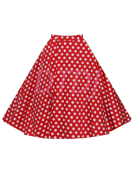 Picture of 50s 60s Vintage Rockabilly Swing Skirt - Red&White Spot