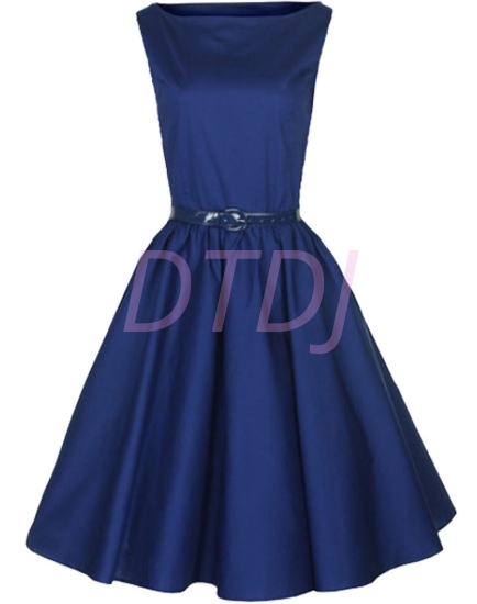 Picture of Rockabilly 50s 60s Vintage Evening Retro Pinup Swing Cocktail Dress-DarkBlue