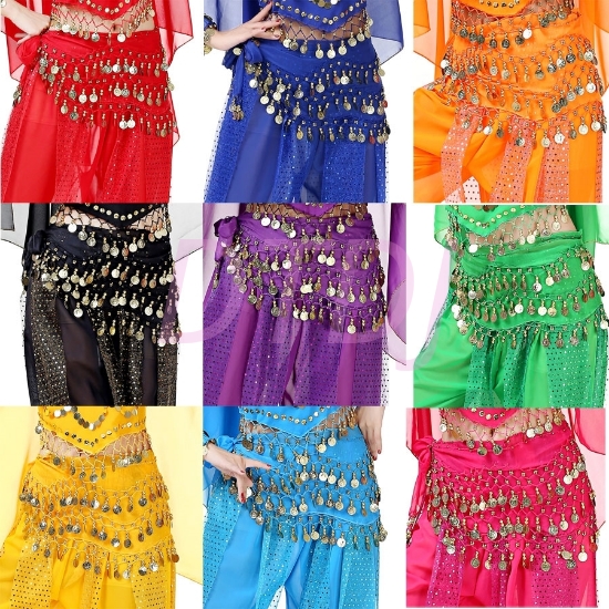 Picture of Belly Dance Hip Scarf Wrap Belt Tribal 128 Coins
