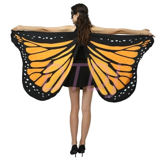 Picture of Woman's  Soft Fabric Orange Butterfly Wings Cape