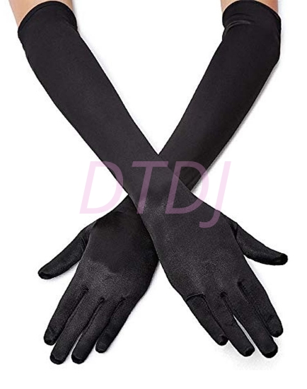 Picture of 1920s Flapper Gatsby Long Satin Gloves-Black
