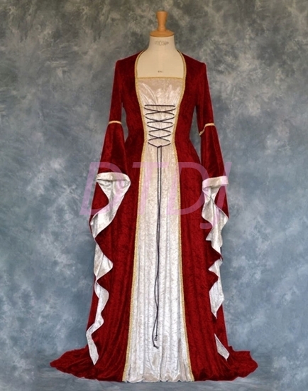 Picture of Womens Medieval Gothic Renaissance Gown Costume - Wine Red