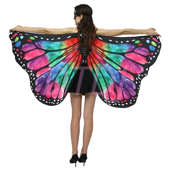 Picture of Woman's  Soft Fabric Butterfly Wings Cape - Gradient Red/Green
