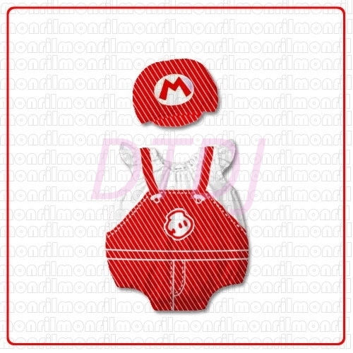Picture of Baby Rompers Onesie Bodysuit with Hat - Mario
