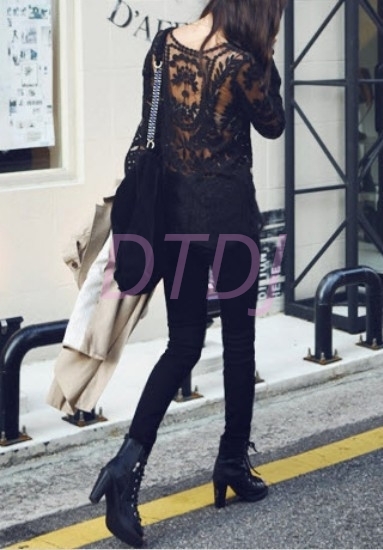 Picture of Floral Top-Black