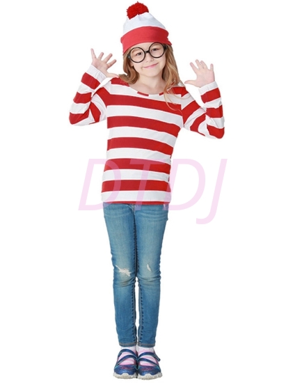 Picture of Kids Wheres Wally Costume with Hat