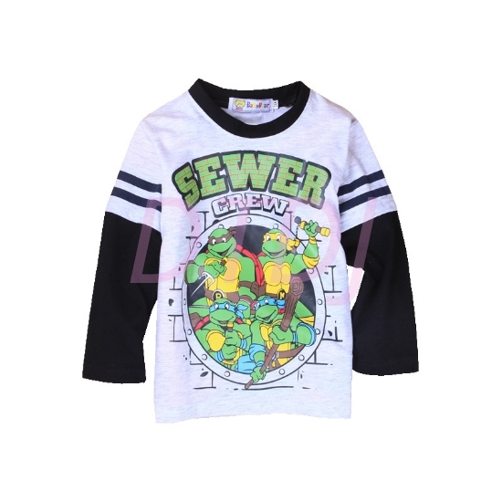Picture of Boys Grey Ninja Turtle  T-Shirt with Black Long Sleeves