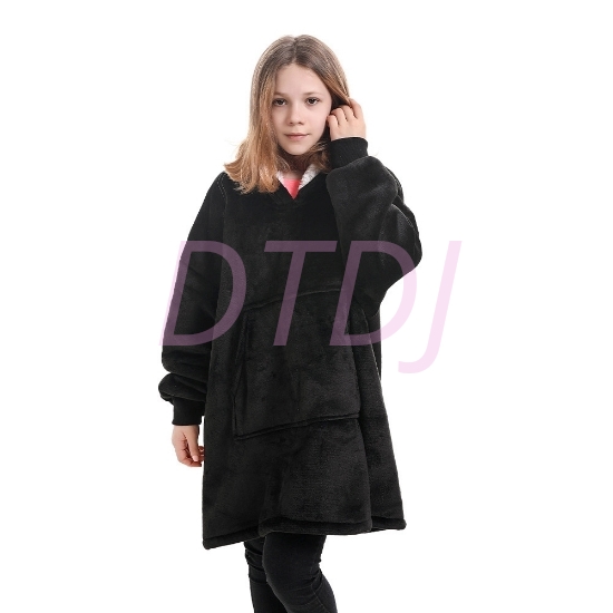 Picture of Kids Blanket Hoodie -Black