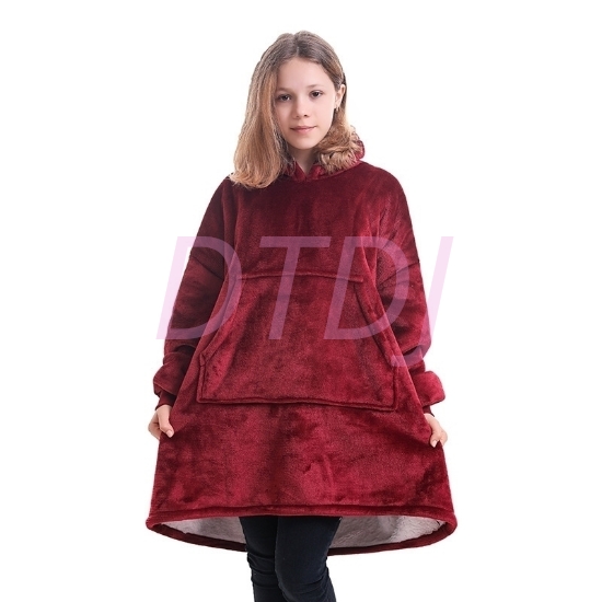 Picture of Kids Blanket Hoodie -Red