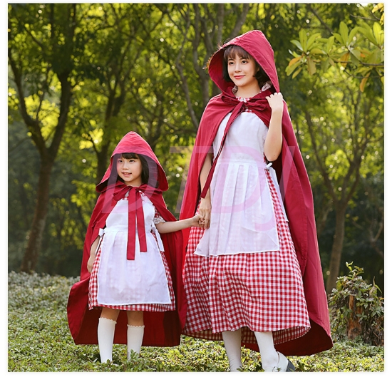 Picture of Mother and Daughter Little Red Riding Hood Dress With detached Cape