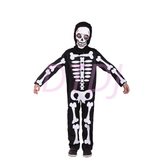 Picture of Boys Skeleton Jumpsuit with Head Cover Halloween Costume