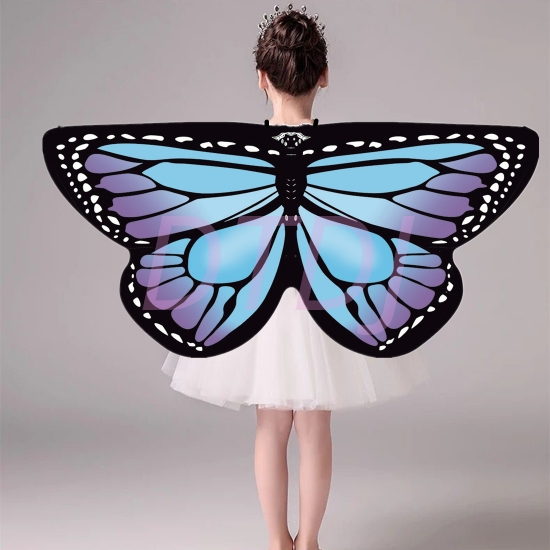 Picture of Kids Girls Butterfly Cape Wings - Glow Blue Purple