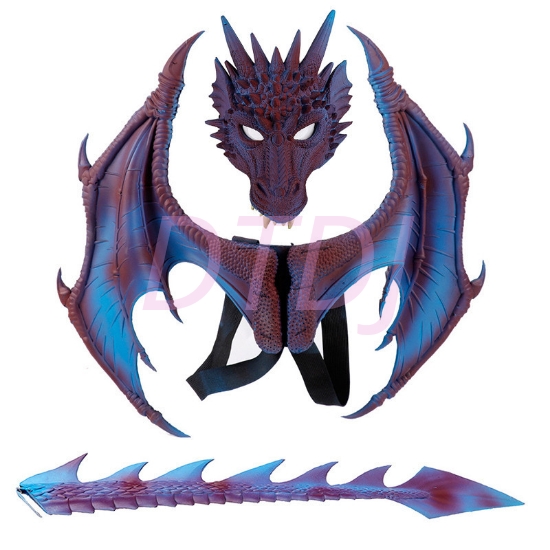 Picture of 3pcs Dragon Wing/Tail/Mask Set - Blue Purple