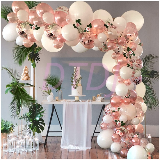 Picture of 102pcs White Rose Gold Balloon Garland Arch Kit Set