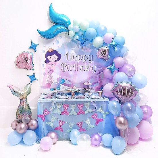 Picture of 136pcs Mermaid Balloons Garland Arch Kit Set
