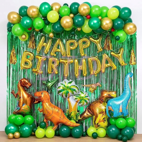 Picture of 113Pcs Happy Birthday Dinosaur Balloons Set Party Decoration