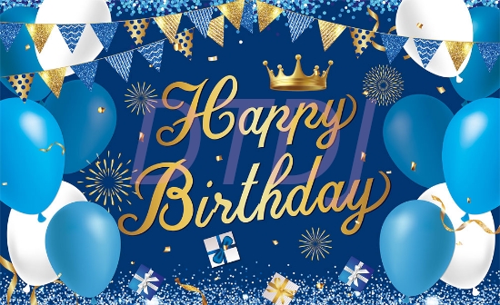 Picture of Blue Happy Birthday Backdrop Banner 180*110CM