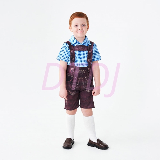 Picture of Boys Lederhosen, Blue Shirt, and Socks Oktoberfest Set for Book Week 