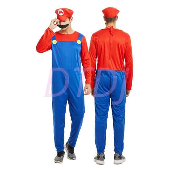 Picture of Super Mario Bros Mens Costume Mario Red / Blue Jumpsuit