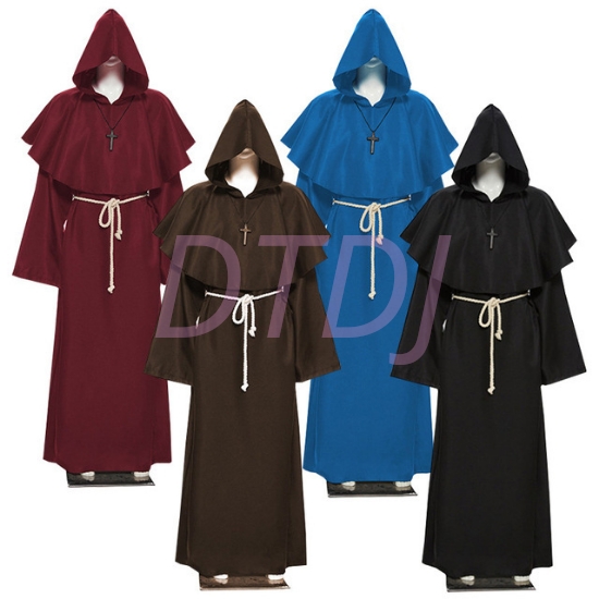 Picture of Mens Medieval Renaissance Hooded Robe Gothic Costume