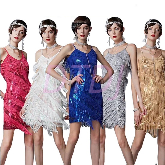 Picture of 1920s Vintage Great Gatsby Fringe V-Neck Flapper Dress