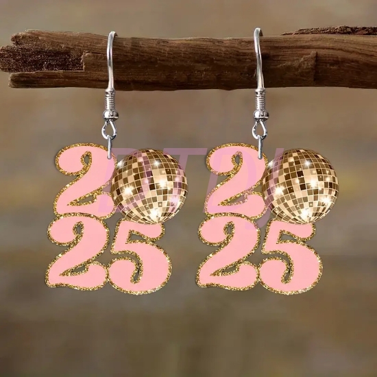 Picture of Pink 2025 New Year Earrings