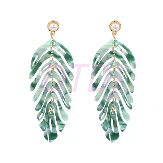 Picture of Green Leaf Dangle Earrings