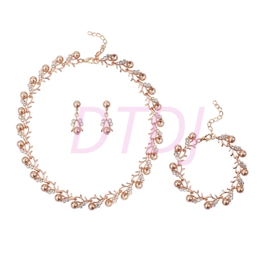 Picture of Women's Rose Gold Jewellery Set - Necklace, Earrings, Bracelet