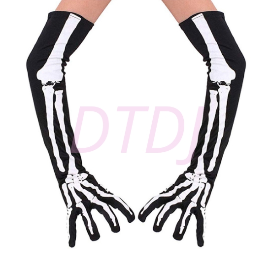 Picture of Long Length Skeleton Gloves - Halloween Costume Accessory  
