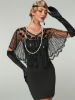 Picture of 1920s Womens Vintage Boutique Beaded Sequin Flapper Cape - Black