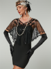 Picture of 1920s Womens Vintage Boutique Beaded Sequin Flapper Cape - Black