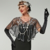 Picture of 1920s Womens Vintage Boutique Beaded Sequin Flapper Cape - Black