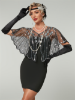 Picture of 1920s Womens Vintage Boutique Beaded Sequin Flapper Cape - Black/Silver