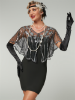 Picture of 1920s Womens Vintage Boutique Beaded Sequin Flapper Cape - Red